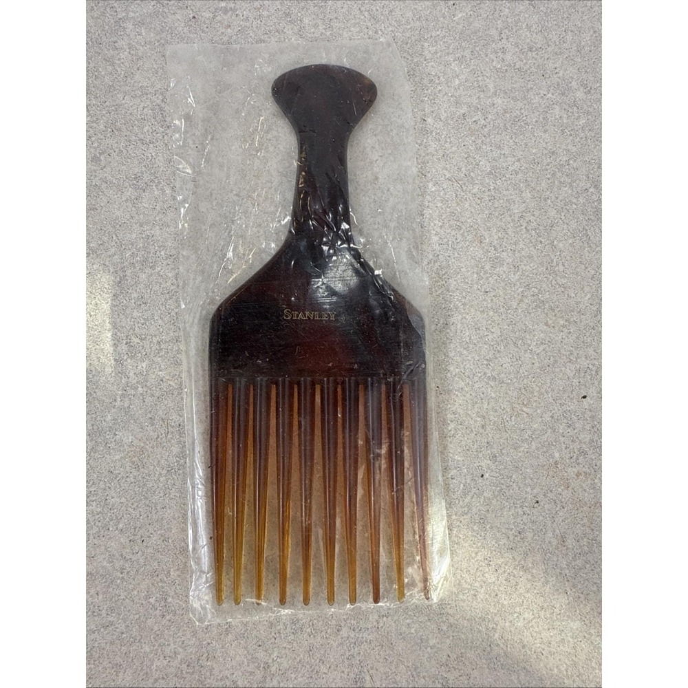 NEW Vintage‎ Brown Stanley Hair Pick Made in the USA Retro